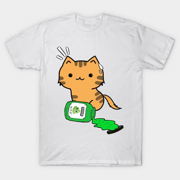 Cute Orange Cat Spilled Wasabi sauce T-Shirt by Pet Station